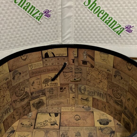 Vintage Goorin Bros Cardboard Hat Box Strap Storage Container Paper Black Gold - Picture 14 of 16